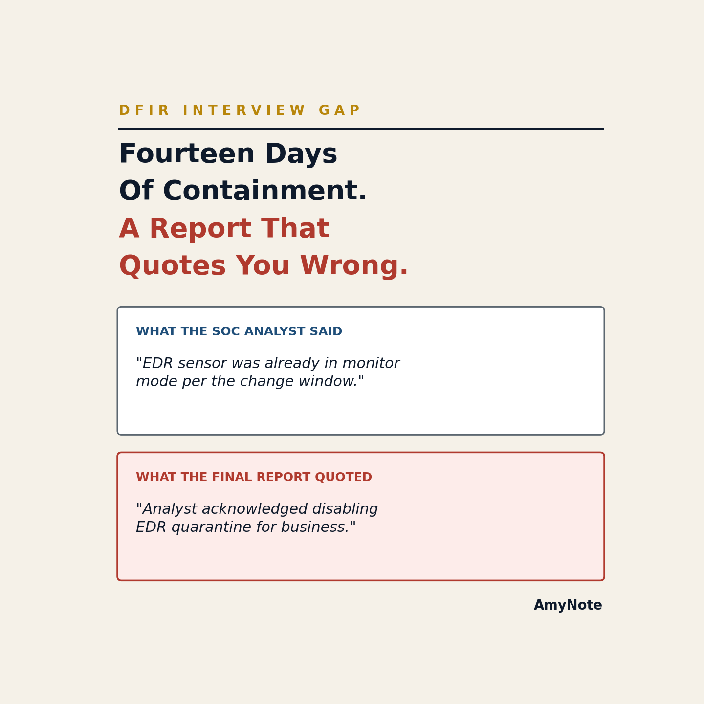 DFIR forensic examiner interview with SOC analyst