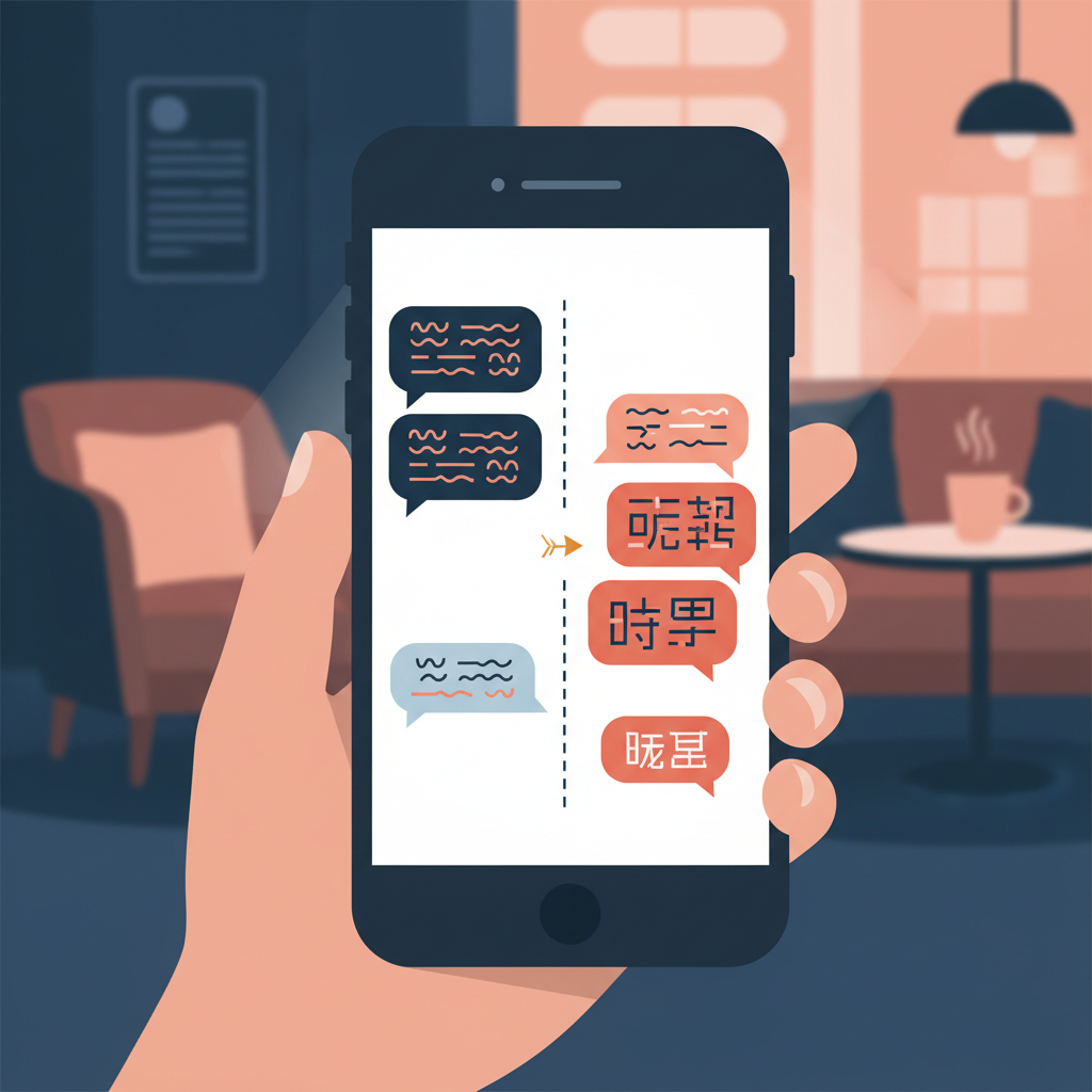 AmyNote mobile transcript with real-time translation between languages